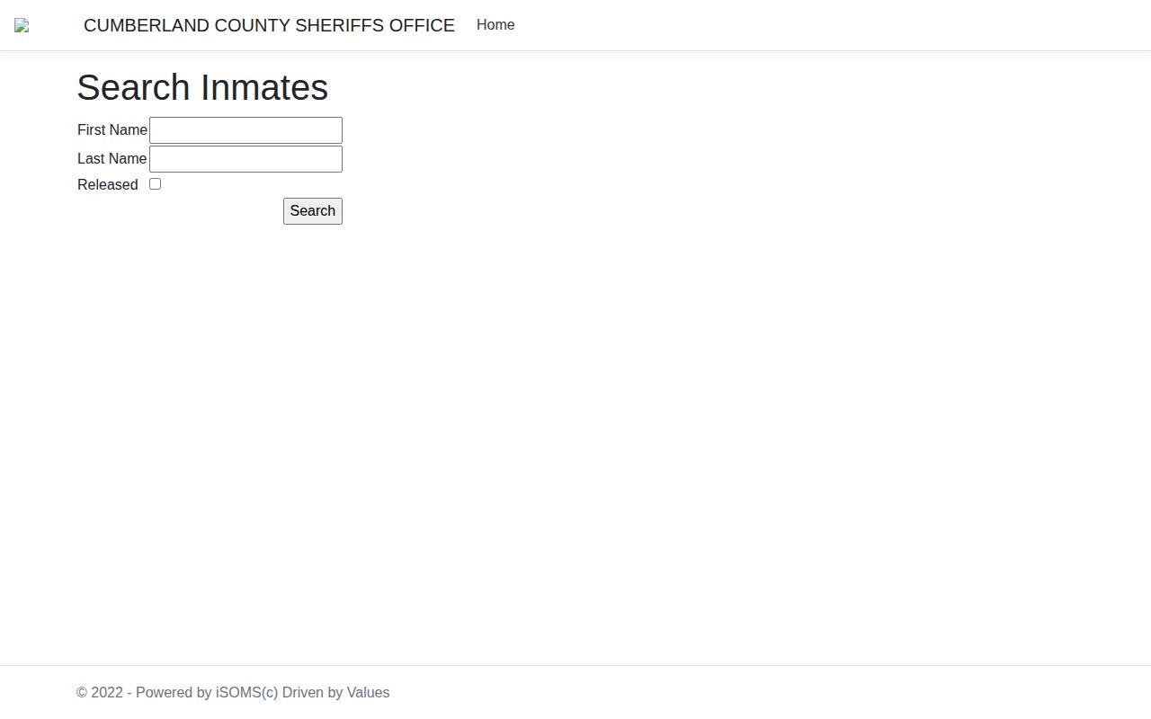 Cumberland County released inmate name search and Released checkbox