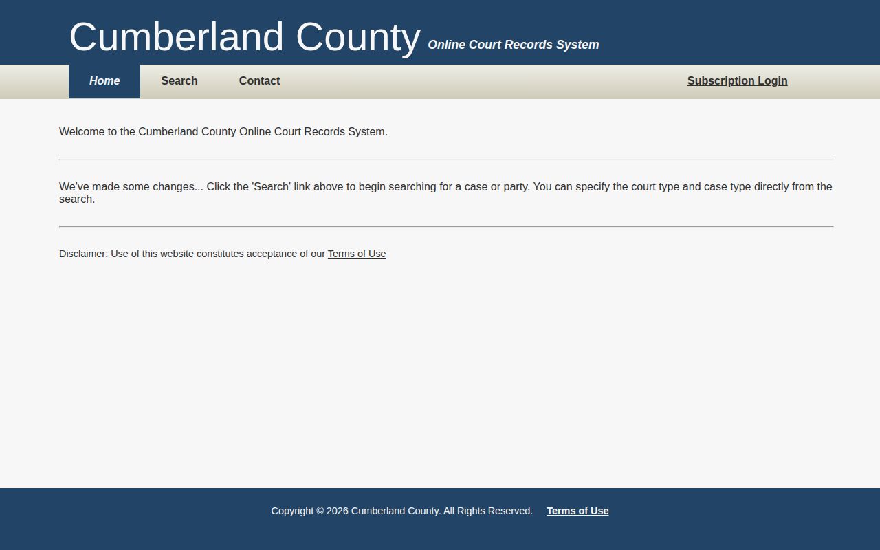 Cumberland County court search for a release disposition